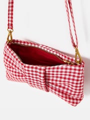 Oliver Bonas Red Tina  Gingham Bow Clutch Bag - Image 6 of 7