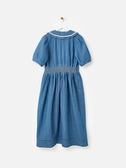 Oliver Bonas Blue Denim Gingham Collar Midi Dress - Image 4 of 7