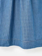 Oliver Bonas Blue Denim Gingham Collar Midi Dress - Image 7 of 7