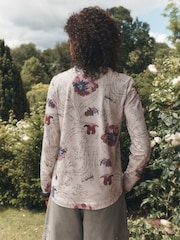 Blomstret - Langærmet t-shirt med rund hals - Billede 3 af 9
