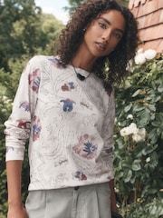 Blomstret - Langærmet t-shirt med rund hals - Billede 6 af 9