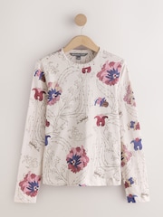 Blomstret - Langærmet t-shirt med rund hals - Billede 7 af 9
