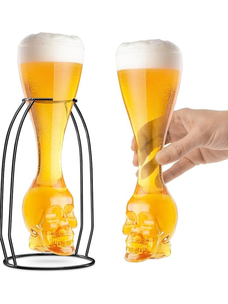 Jeray Set of 2 Clear Brainfreeze Skull with Skeletal Frame - Image 1 of 4