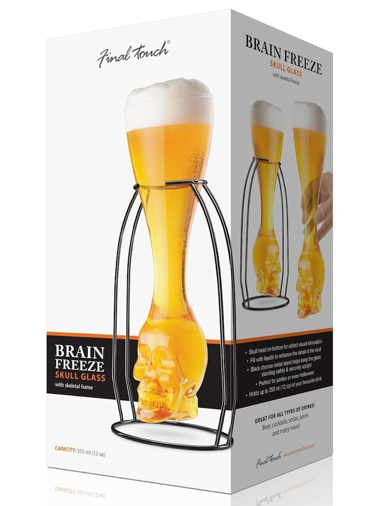 Jeray Set of 2 Clear Brainfreeze Skull with Skeletal Frame - Image 4 of 4