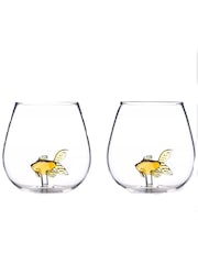 Jeray Set of 2 Clear Goldfish In A Glass 500ml - Image 2 of 4
