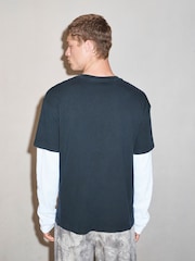 Black Long Sleeve Edit T-Shirt with Mock Layer - Image 4 of 7