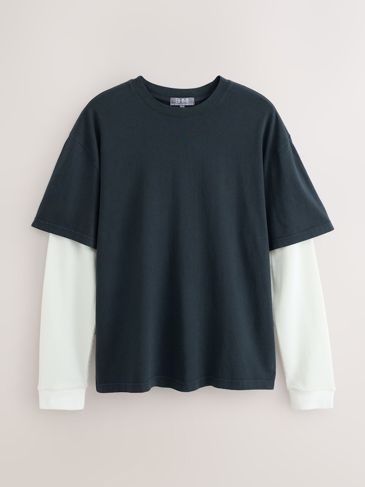 Black Long Sleeve Edit T-Shirt with Mock Layer - Image 7 of 7