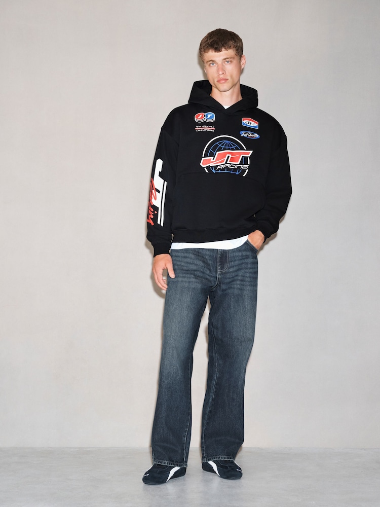 Melns - EDIT License JT Racing Graphic Hoodie - Attēls 2 no 9