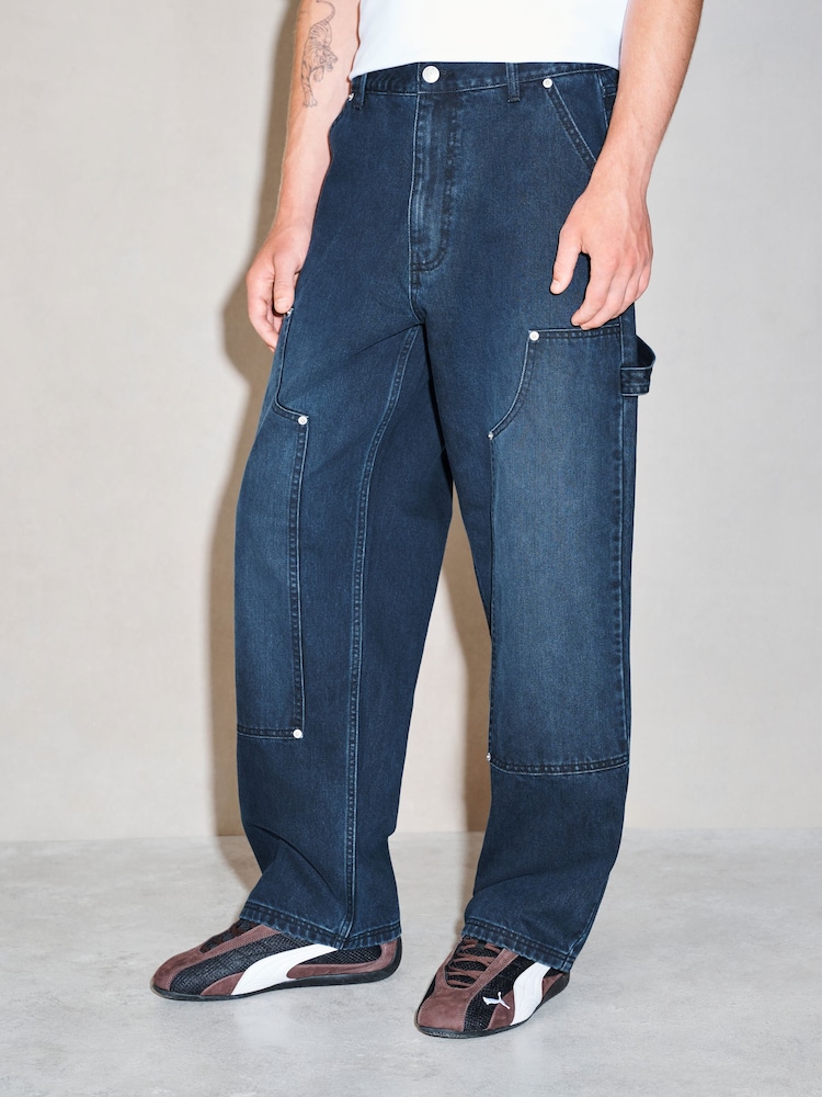 Dark Blue Baggy Fit EDIT Carpenter Jeans - Image 1 of 13