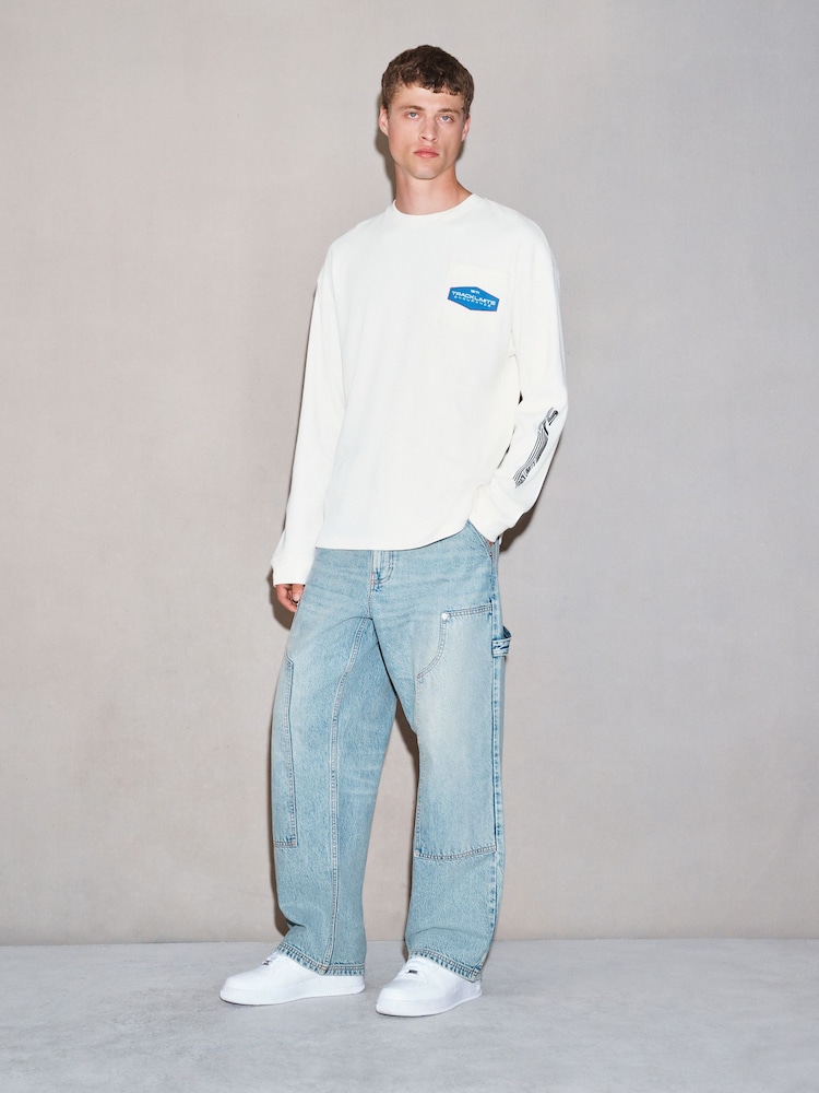 Bleach Blue Baggy Fit EDIT Carpenter Jeans - Image 1 of 11