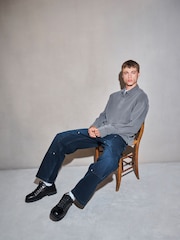 Grey EDIT Heavyweight Boxy Fit Long Sleeve Polo Shirt - Image 2 of 8