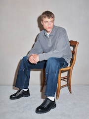 Grey EDIT Heavyweight Boxy Fit Long Sleeve Polo Shirt - Image 3 of 8