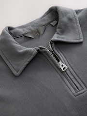 Grey EDIT Heavyweight Boxy Fit Long Sleeve Polo Shirt - Image 7 of 8