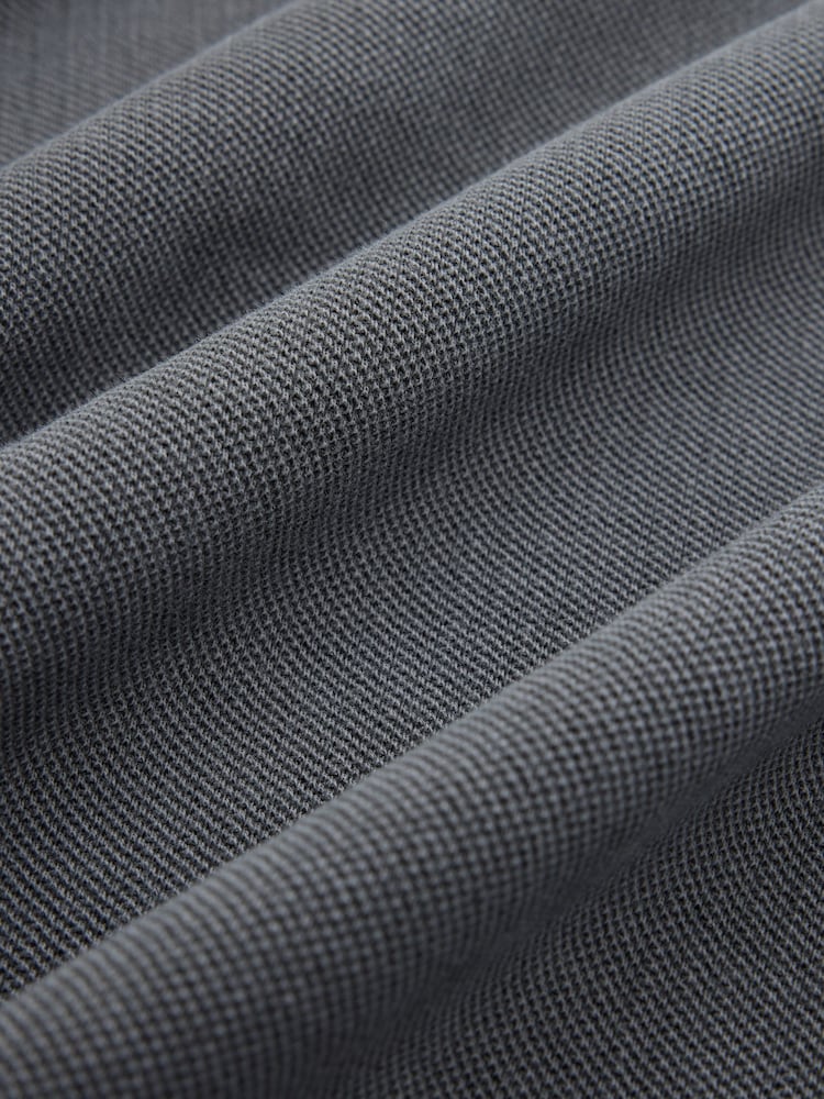 Grey EDIT Heavyweight Boxy Fit Long Sleeve Polo Shirt - Image 8 of 8