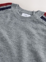 Grey EDIT Relaxed Fit Overarm Stripe Crew Neck Jumper with Wool - Image 7 of 8
