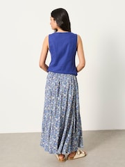 FatFace Sadie Blue Ditsy Garden Midi Skirt - Image 2 of 5