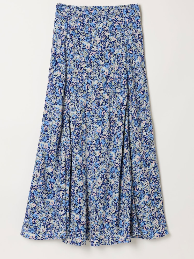 FatFace Sadie Blue Ditsy Garden Midi Skirt - Image 5 of 5