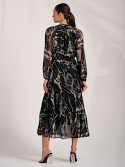 Jolie Moi Black Chiffon Long Sleeve Tiered Maxi Dress - Image 2 of 6