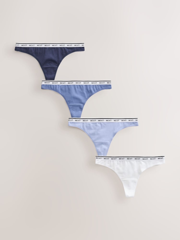 Azul - Pack de 4 braguitas con logotipo de algodón - Imagen 1 de 7