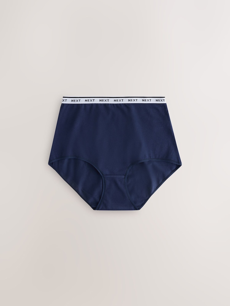 Blue Full Brief Cotton Logo Knickers 4 Pack - Image 2 of 8 Blue Full Brief Cotton Logo Knickers 4 Pack - Image 2 of 8