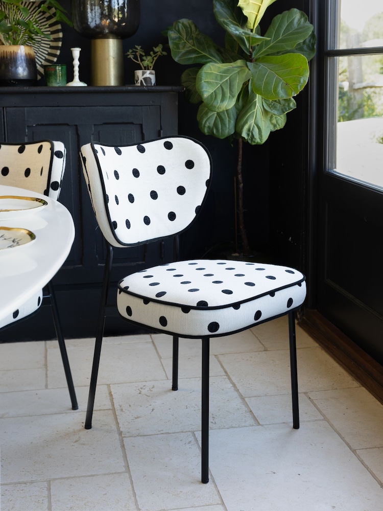 Rockett St George Set of 2 Monochrome Polka Noir Perfect Dining Chairs - Image 1 of 9 Rockett St George Set of 2 Monochrome Polka Noir Perfect Dining Chairs - Image 1 of 9