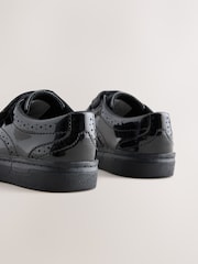 Black Patent Standard Fit (F) Touch Fastening Brogue Shoes - Image 4 of 5