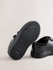 Black Patent Standard Fit (F) Touch Fastening Brogue Shoes - Image 5 of 5