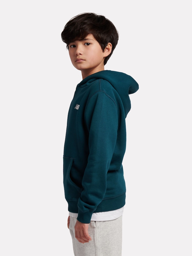 New Balance Green Small Kids French Terry 100% Cotton Logo Hoodie - Image 2 of 8