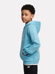 New Balance Blue French Terry Stacked Logo Hoodie - Image 2 of 8