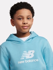New Balance Blue French Terry Stacked Logo Hoodie - Image 4 of 8