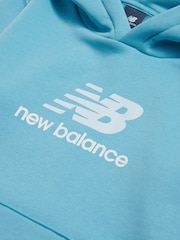 New Balance Blue French Terry Stacked Logo Hoodie - Image 8 of 8