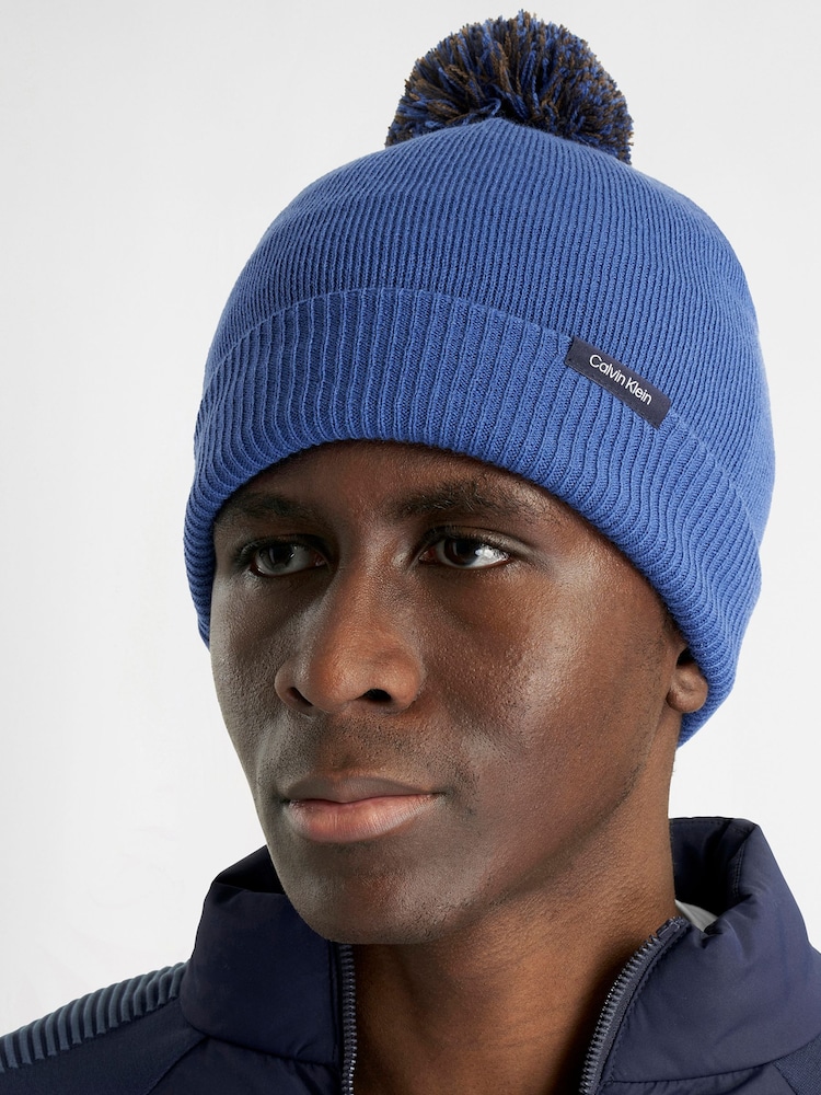 Calvin Klein Golf Blue Linden Bobble Beanie - Image 2 of 7 Calvin Klein Golf Blue Linden Bobble Beanie - Image 2 of 7