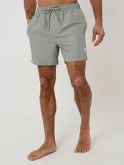 Threadbare Green Contrast Piping Quick Dry Swim Shorts - Image 1 of 4