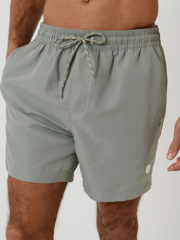 Threadbare Green Contrast Piping Quick Dry Swim Shorts - Image 4 of 4