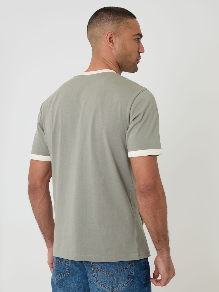 Threadbare Green Cotton Ringer T-Shirt - Image 2 of 4