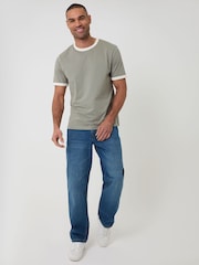 Threadbare Green Cotton Ringer T-Shirt - Image 3 of 4