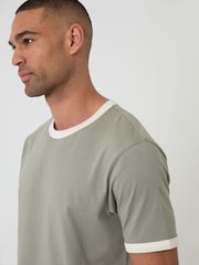 Threadbare Green Cotton Ringer T-Shirt - Image 4 of 4