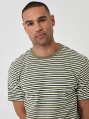 Threadbare Green Stripe Cotton Crew Neck T-Shirt - Image 1 of 5