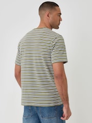 Threadbare Green Stripe Cotton Crew Neck T-Shirt - Image 3 of 5