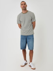 Threadbare Green Stripe Cotton Crew Neck T-Shirt - Image 5 of 5