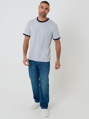 Threadbare Grey Cotton Ringer T-Shirt - Image 3 of 4