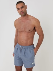 Threadbare Denim  Blue - Surfboard Print Embroidered Quick Dry Swim Shorts - Image 4 of 4