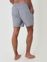 Threadbare Black Geo Print Contast Piping Quick Dry Swim Shorts - Image 2 of 4