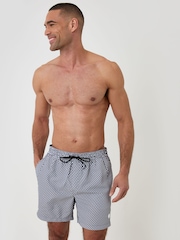 Threadbare Black Geo Print Contast Piping Quick Dry Swim Shorts - Image 3 of 4