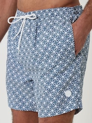 Threadbare Geo Tile Print Quick Dry Swim Shorts - Imagen 1 de 4