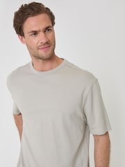 Threadbare Grey Relaxed Fit Textured Cotton T-Shirt - Image 1 of 4