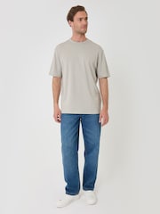 Threadbare Grey Relaxed Fit Textured Cotton T-Shirt - Image 4 of 4