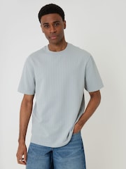 Threadbare Grey Relaxed Fit Textured Crew Neck T-Shirt - Image 1 of 4