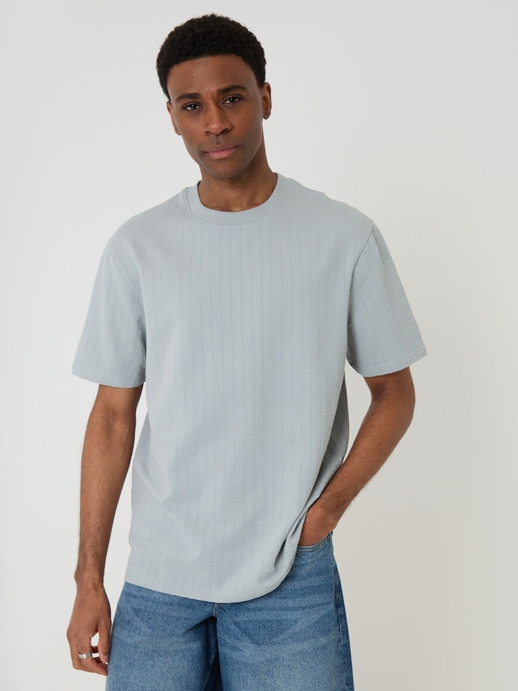 Threadbare Grey Relaxed Fit Textured Crew Neck T-Shirt - Image 1 of 4