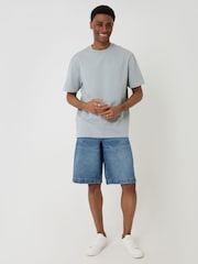 Threadbare Grey Relaxed Fit Textured Crew Neck T-Shirt - Image 3 of 4